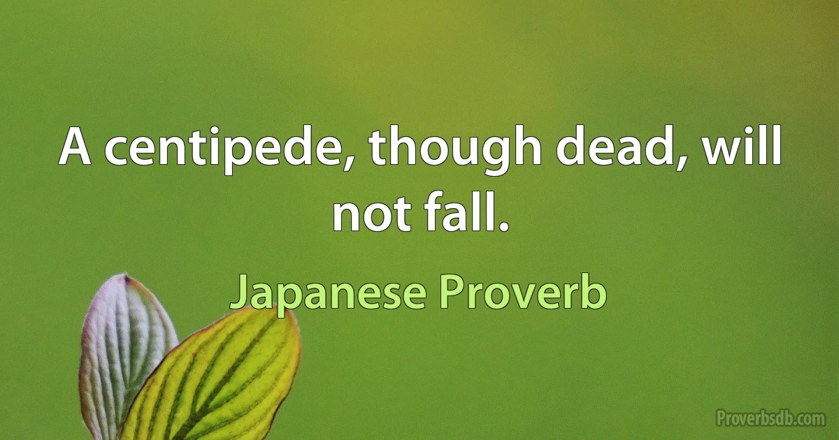 A centipede, though dead, will not fall. (Japanese Proverb)