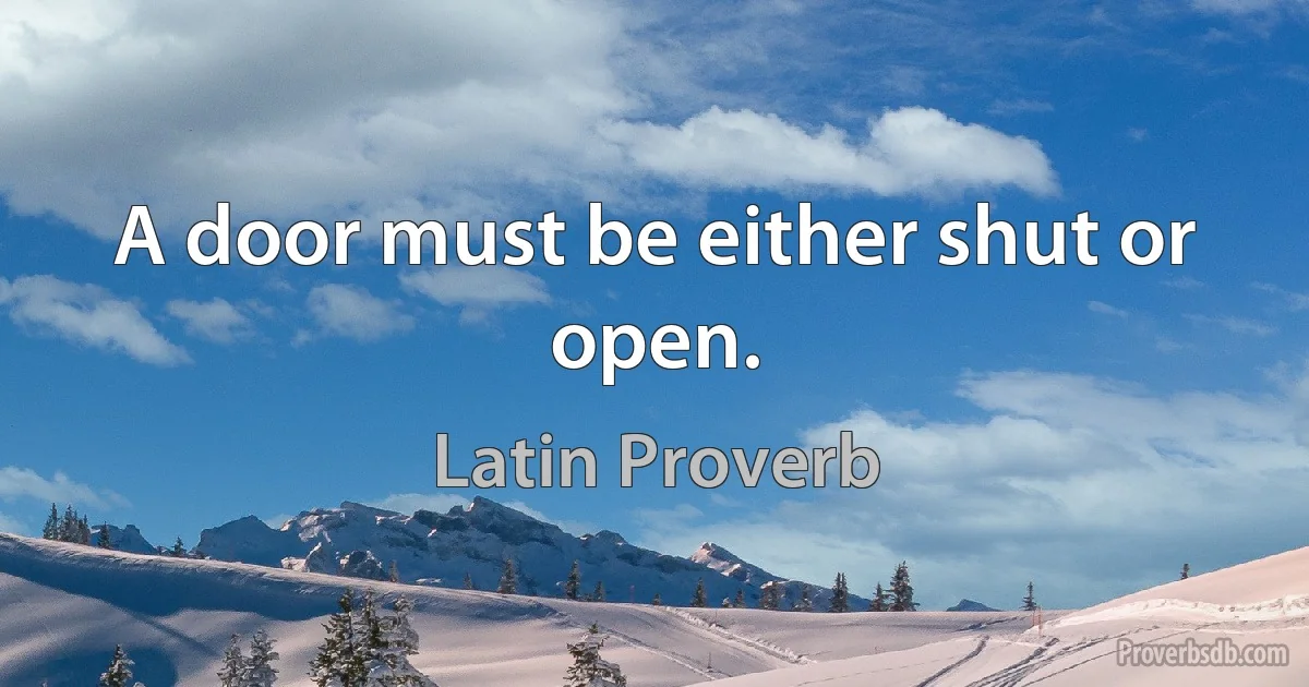 A door must be either shut or open. (Latin Proverb)