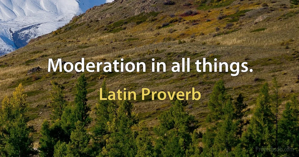 Moderation in all things. (Latin Proverb)