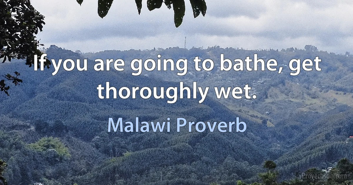 If you are going to bathe, get thoroughly wet. (Malawi Proverb)