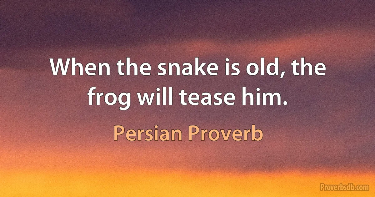 When the snake is old, the frog will tease him. (Persian Proverb)