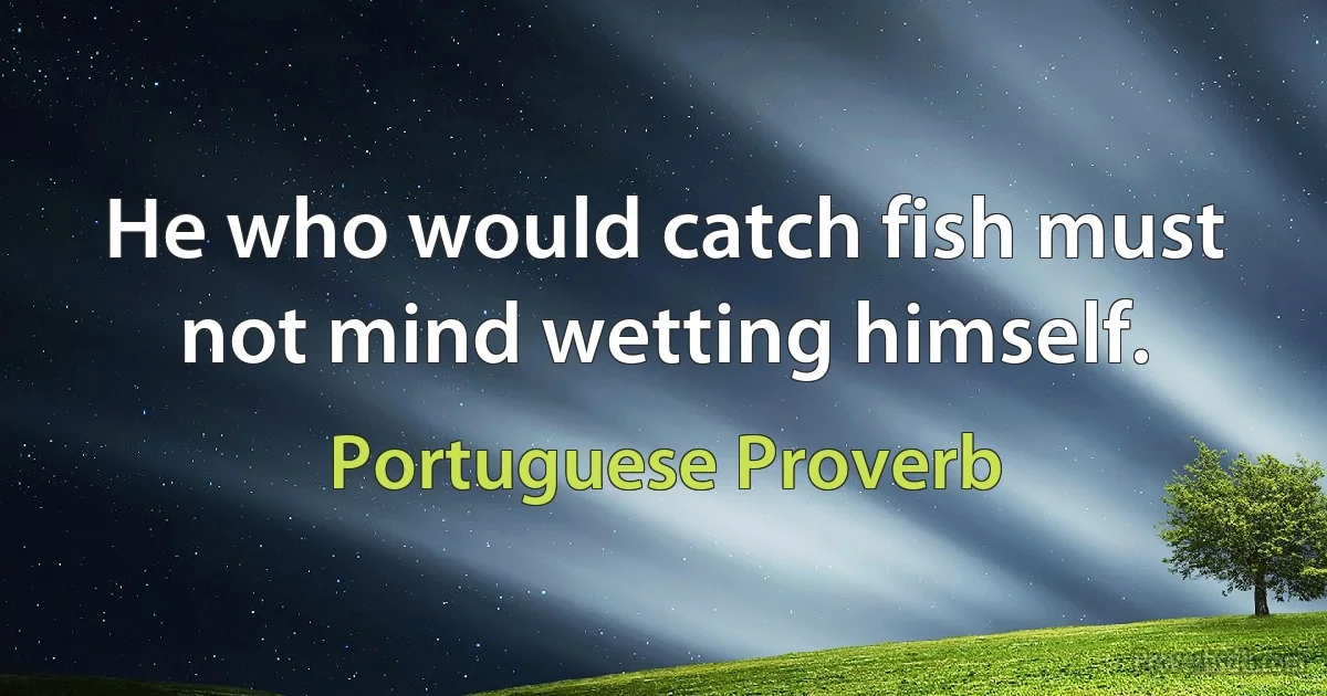 He who would catch fish must not mind wetting himself. (Portuguese Proverb)