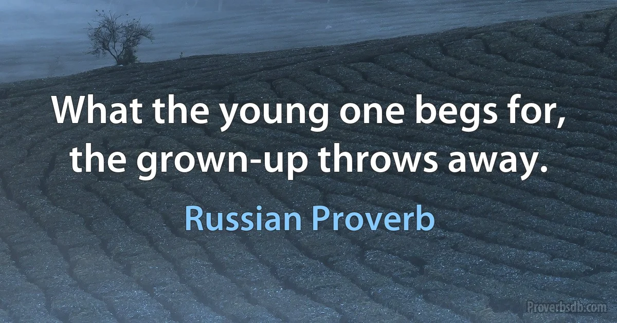 What the young one begs for, the grown-up throws away. (Russian Proverb)