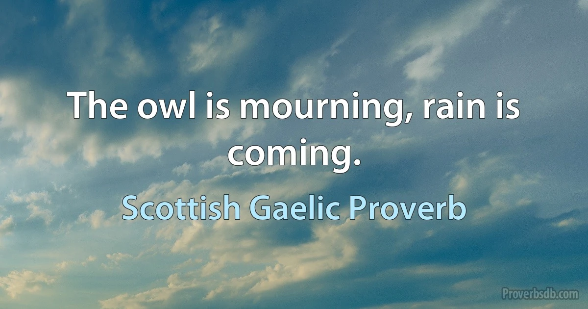 The owl is mourning, rain is coming. (Scottish Gaelic Proverb)