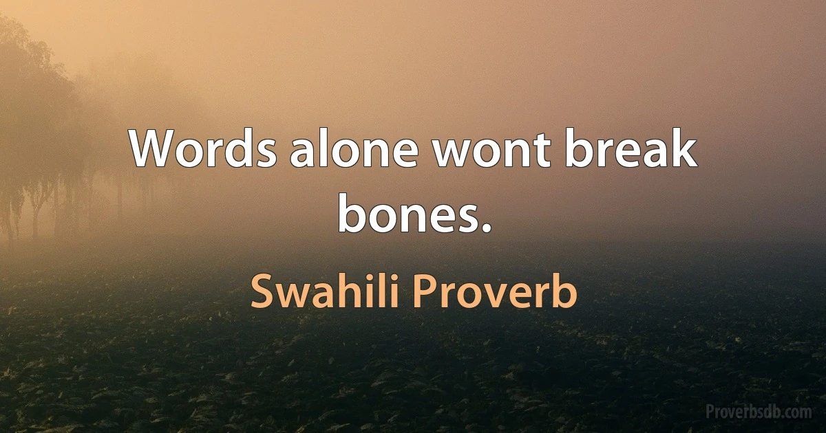 Words alone wont break bones. (Swahili Proverb)