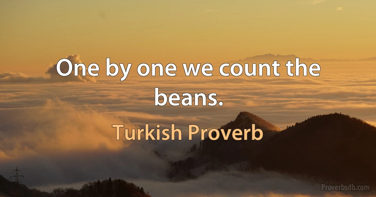 One by one we count the beans. (Turkish Proverb)