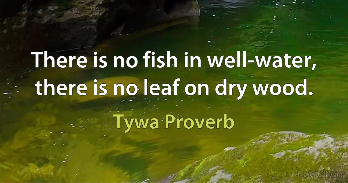 There is no fish in well-water, there is no leaf on dry wood. (Tywa Proverb)