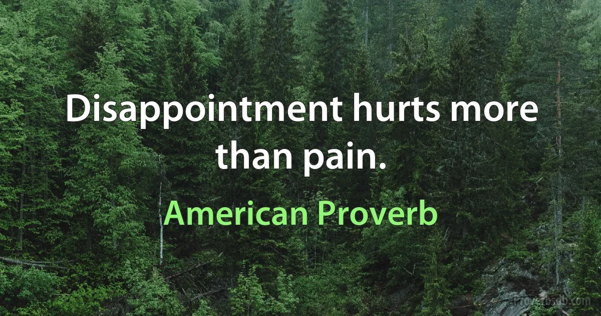 Disappointment hurts more than pain. (American Proverb)