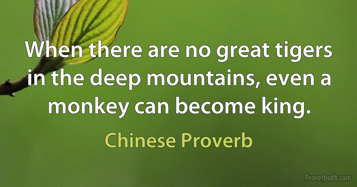 When there are no great tigers in the deep mountains, even a monkey can become king. (Chinese Proverb)