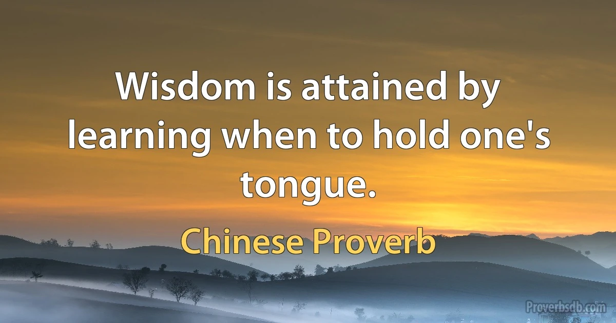 Wisdom is attained by learning when to hold one's tongue. (Chinese Proverb)