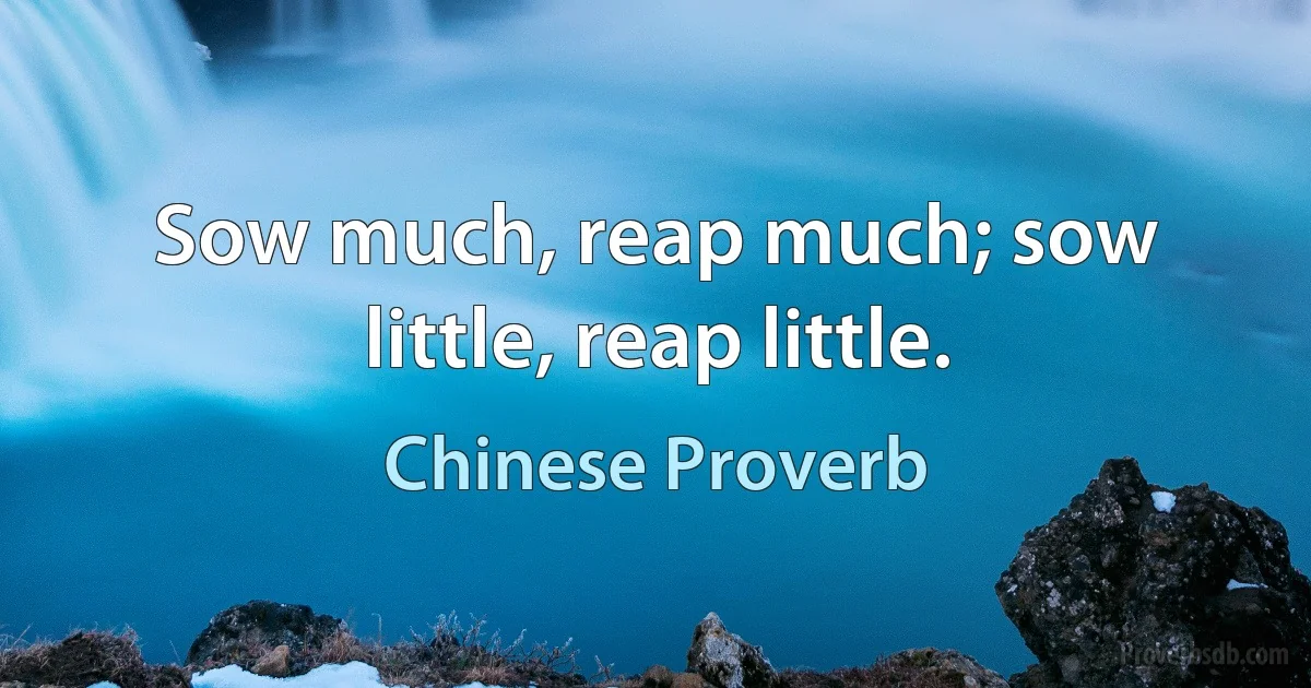 Sow much, reap much; sow little, reap little. (Chinese Proverb)