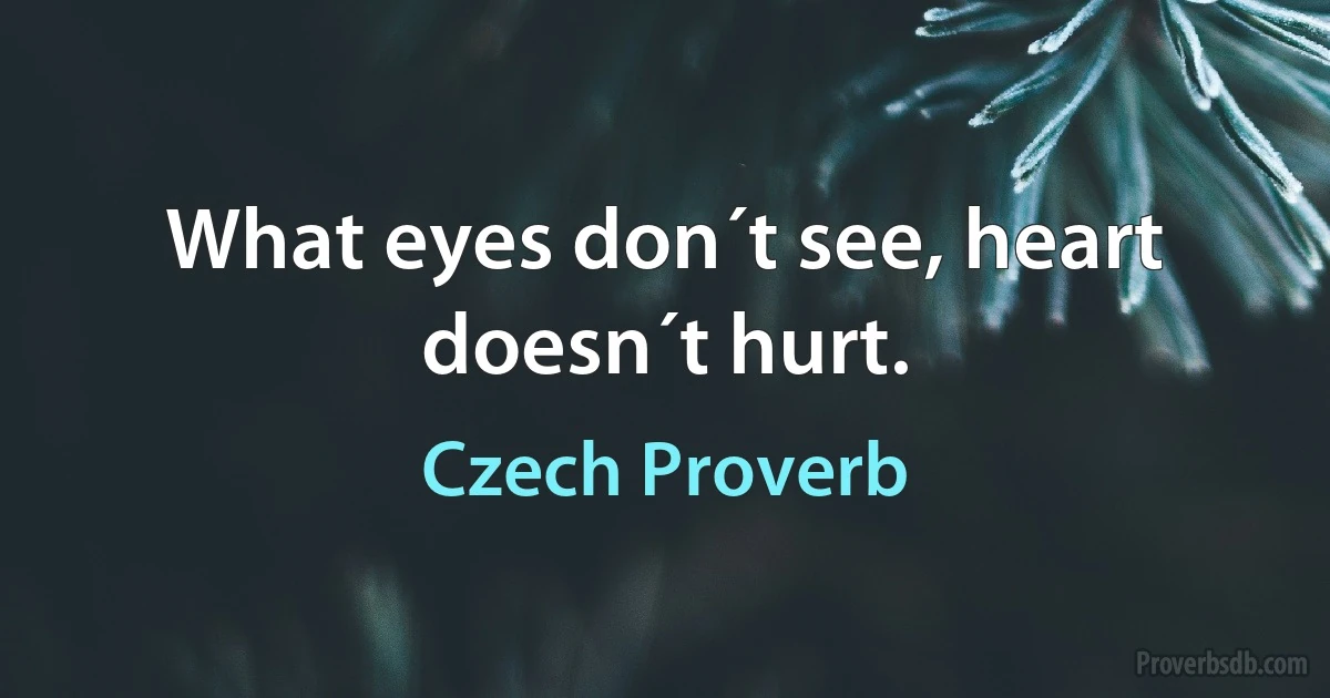 What eyes don´t see, heart doesn´t hurt. (Czech Proverb)