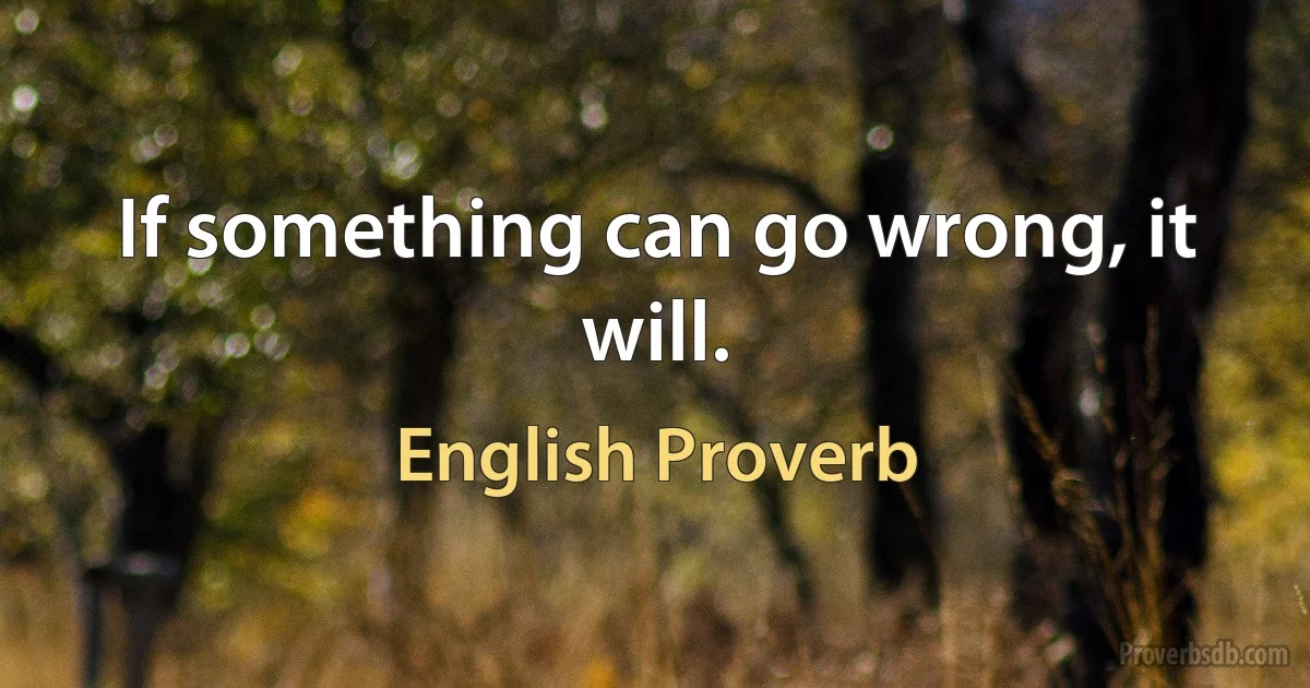 If something can go wrong, it will. (English Proverb)