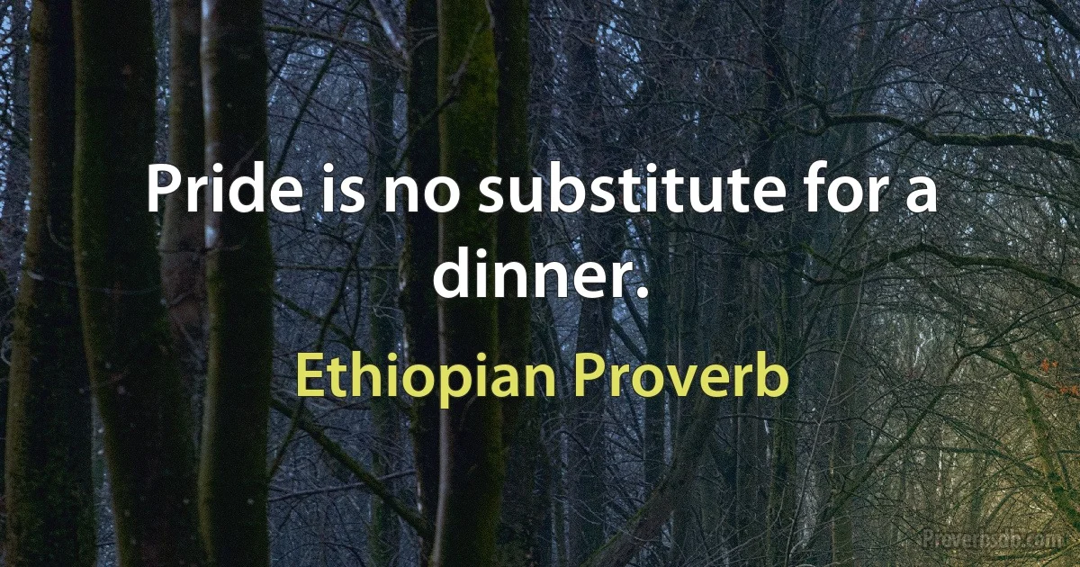 Pride is no substitute for a dinner. (Ethiopian Proverb)