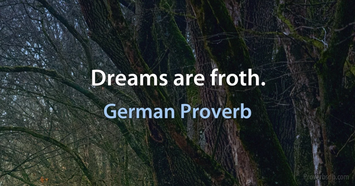 Dreams are froth. (German Proverb)