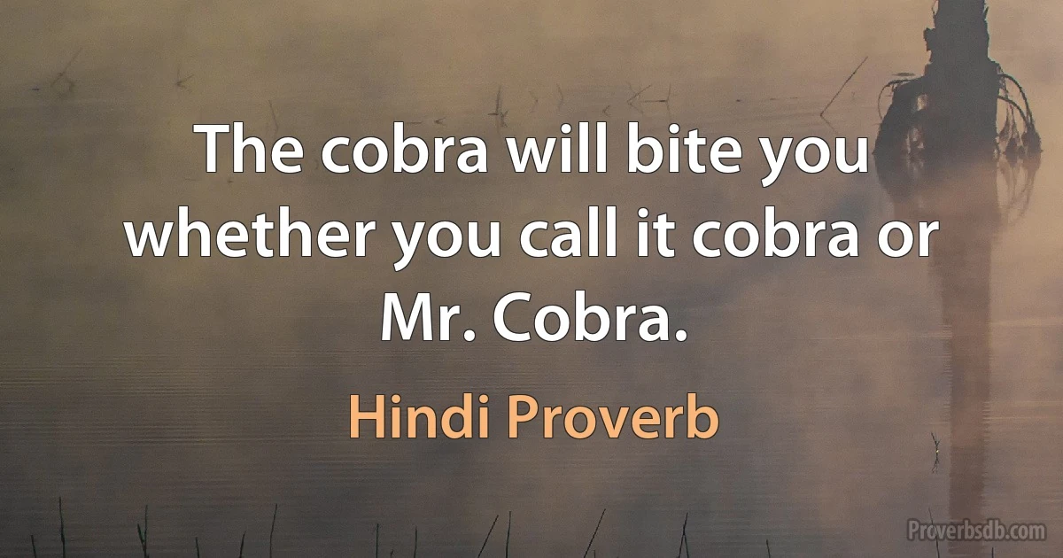 The cobra will bite you whether you call it cobra or Mr. Cobra. (Hindi Proverb)