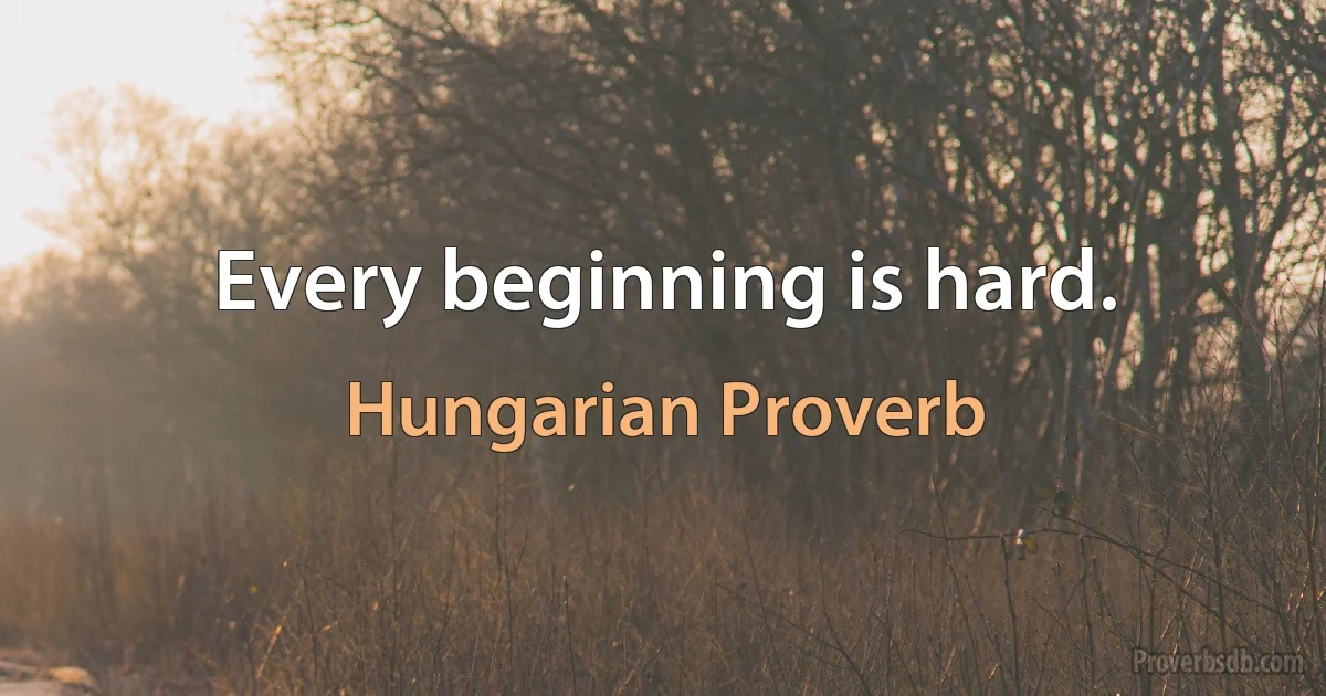 Every beginning is hard. (Hungarian Proverb)