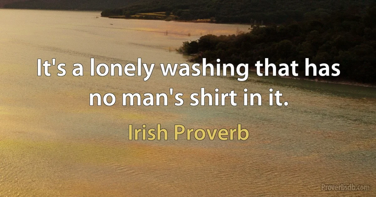 It's a lonely washing that has no man's shirt in it. (Irish Proverb)