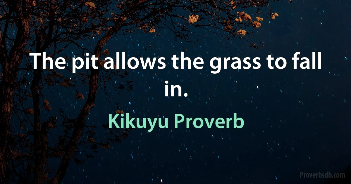 The pit allows the grass to fall in. (Kikuyu Proverb)