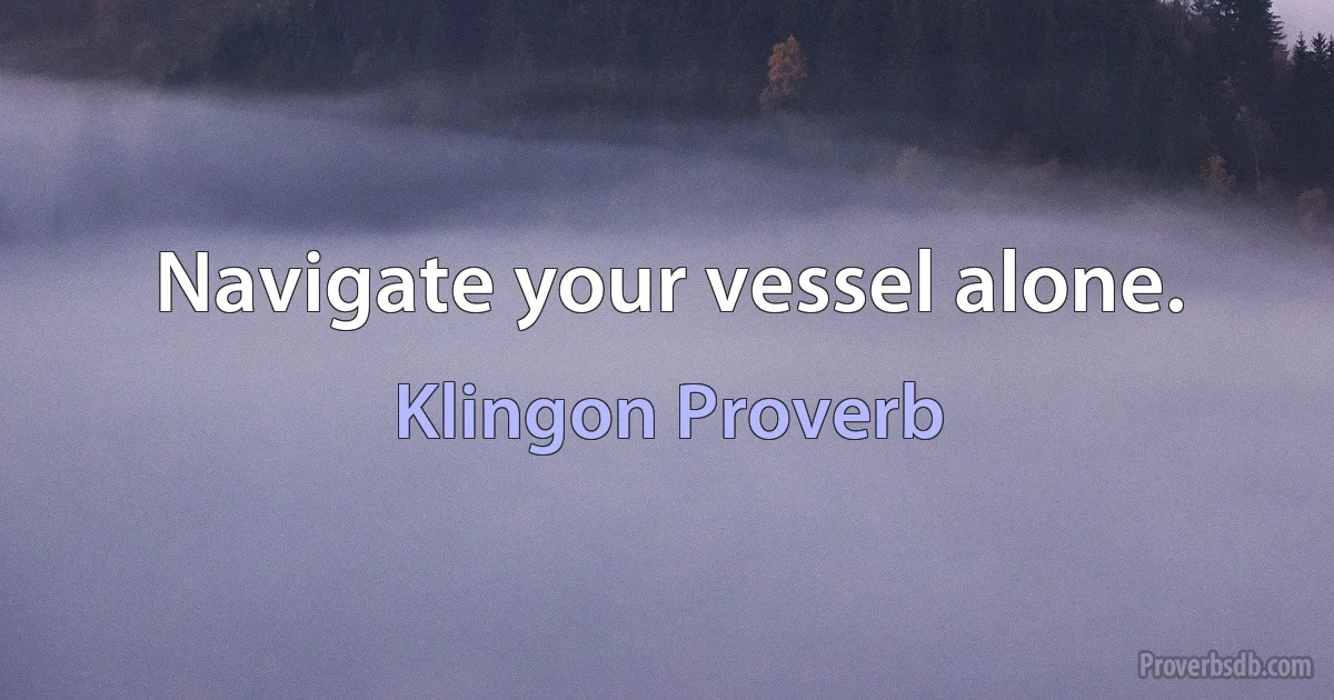 Navigate your vessel alone. (Klingon Proverb)