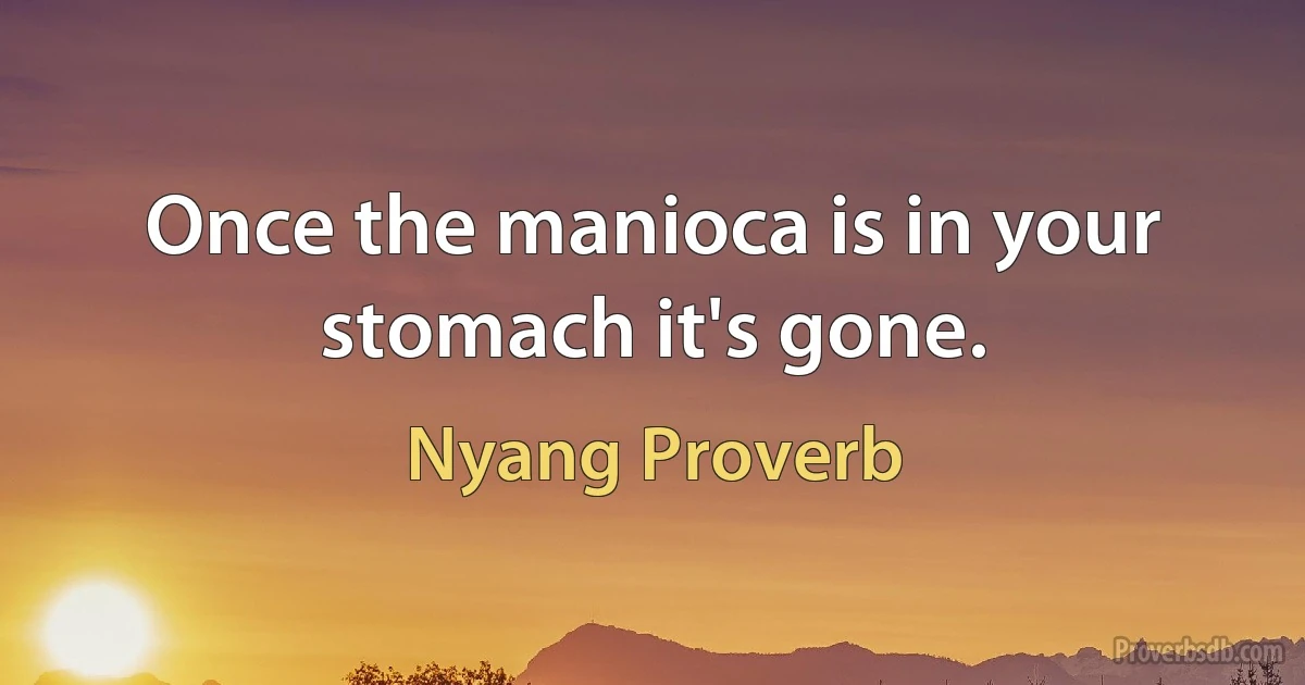 Once the manioca is in your stomach it's gone. (Nyang Proverb)