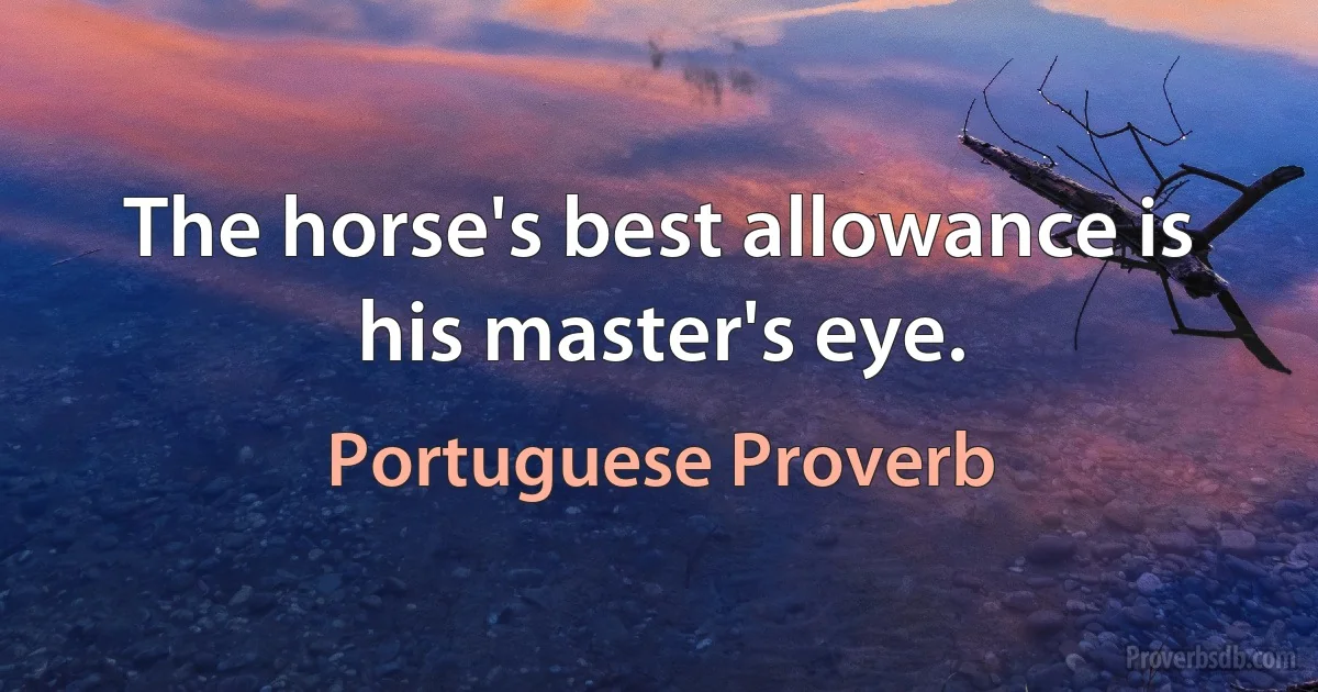 The horse's best allowance is his master's eye. (Portuguese Proverb)