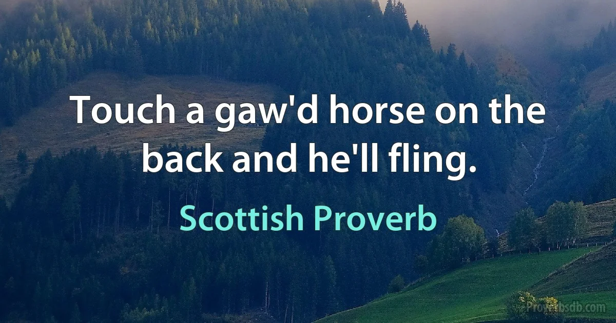 Touch a gaw'd horse on the back and he'll fling. (Scottish Proverb)