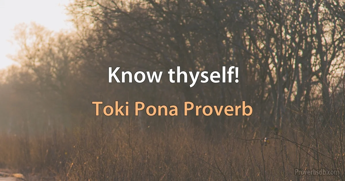 Know thyself! (Toki Pona Proverb)