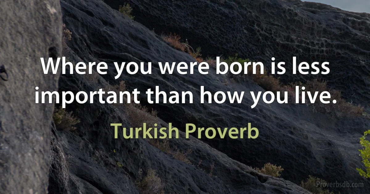 Where you were born is less important than how you live. (Turkish Proverb)