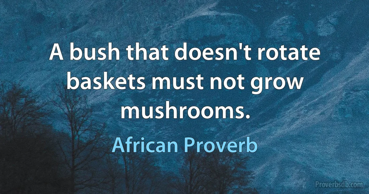 A bush that doesn't rotate baskets must not grow mushrooms. (African Proverb)