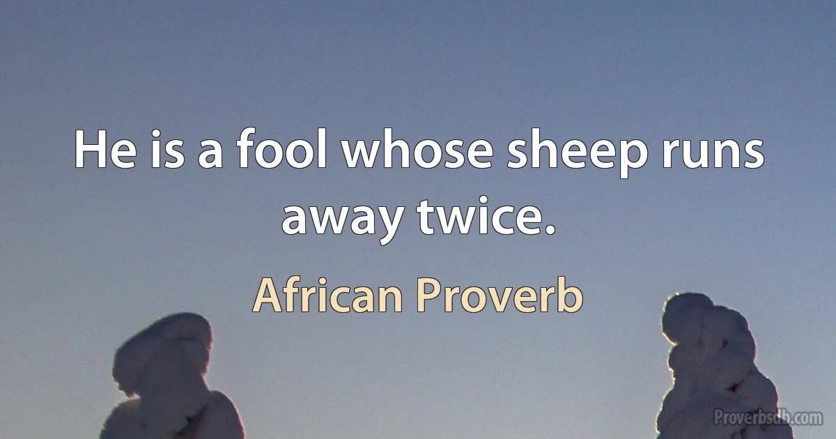 He is a fool whose sheep runs away twice. (African Proverb)