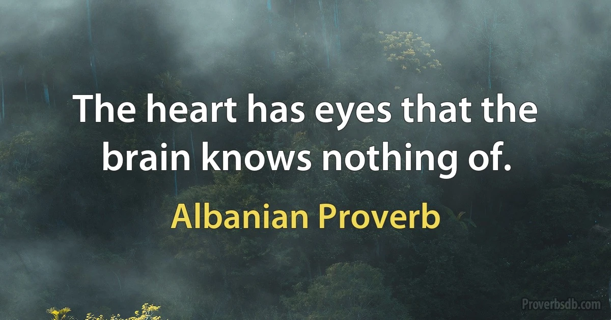 The heart has eyes that the brain knows nothing of. (Albanian Proverb)