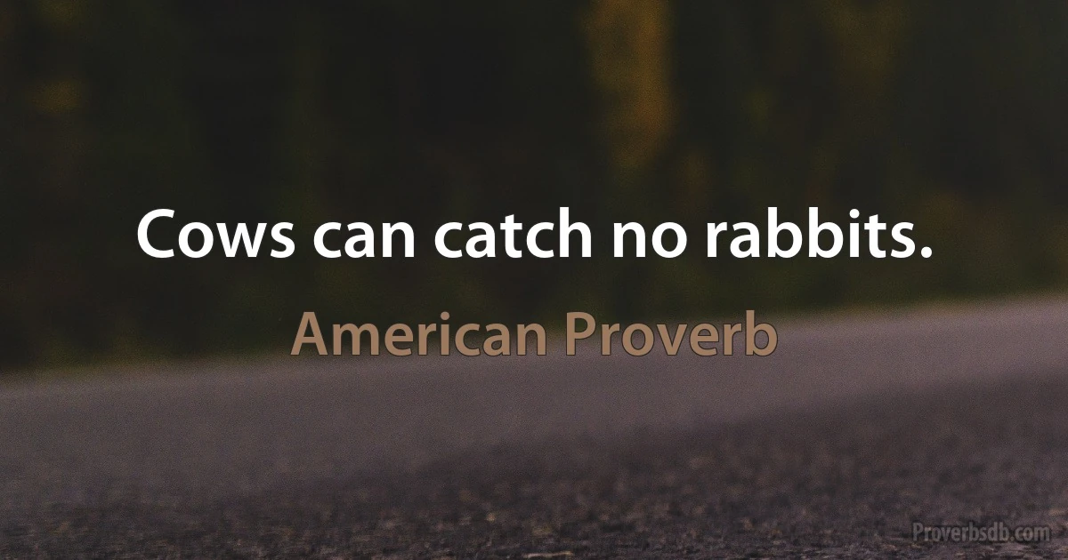 Cows can catch no rabbits. (American Proverb)