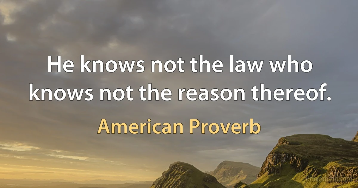 He knows not the law who knows not the reason thereof. (American Proverb)