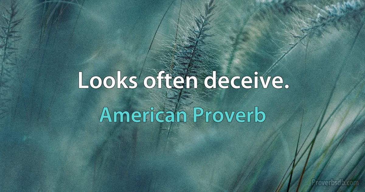 Looks often deceive. (American Proverb)