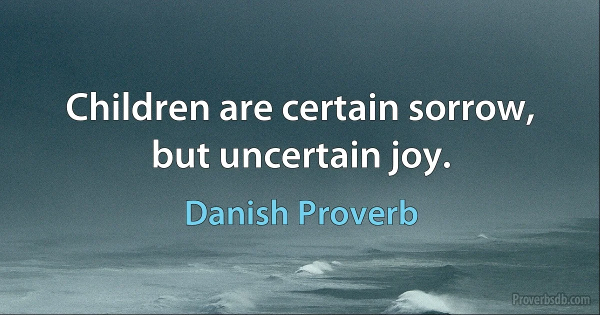 Children are certain sorrow, but uncertain joy. (Danish Proverb)