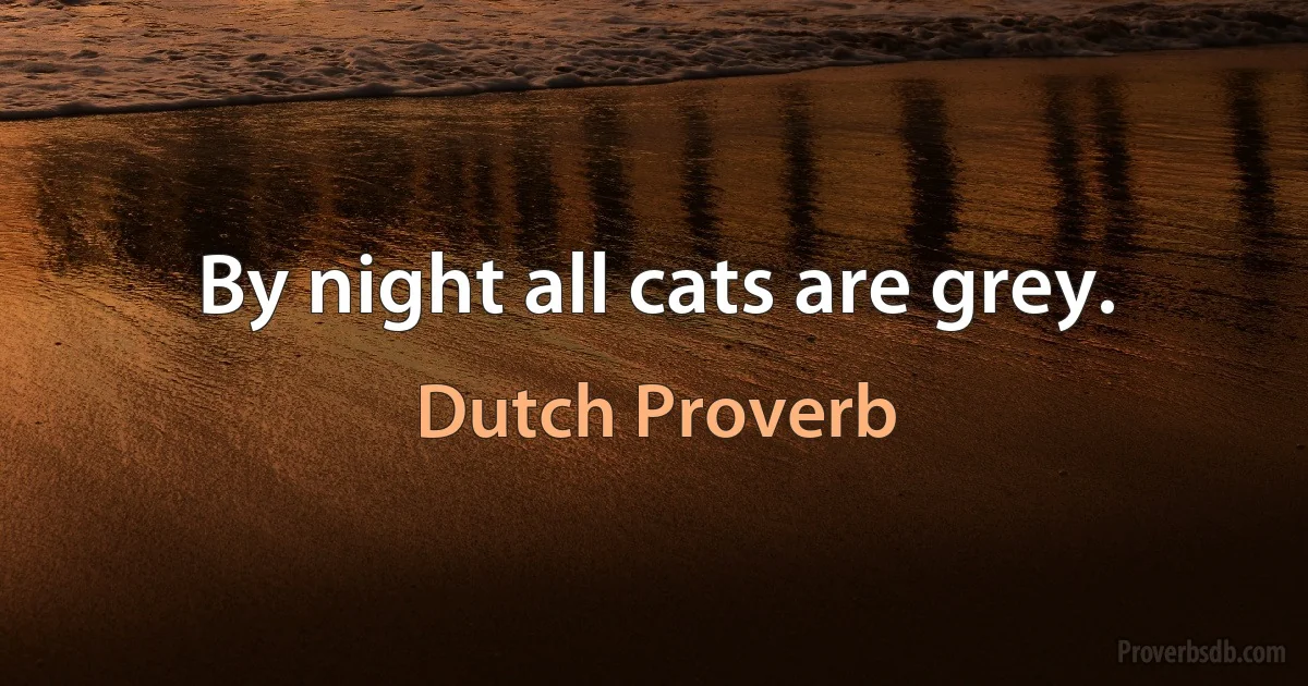 By night all cats are grey. (Dutch Proverb)