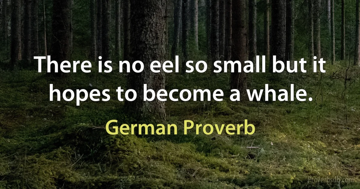 There is no eel so small but it hopes to become a whale. (German Proverb)