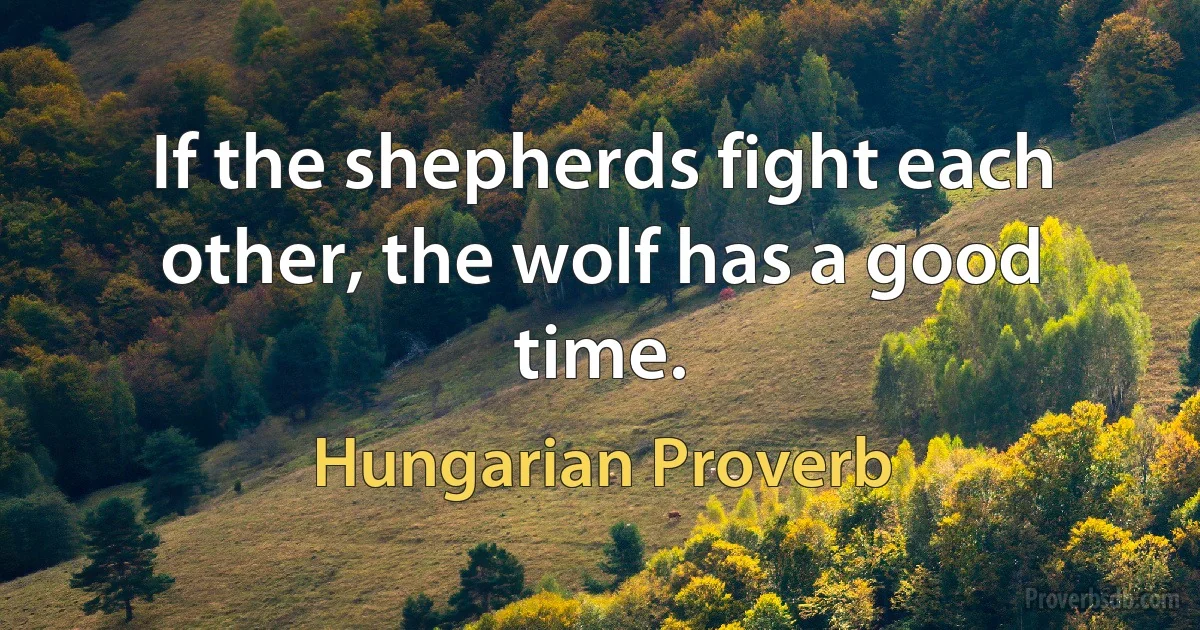 If the shepherds fight each other, the wolf has a good time. (Hungarian Proverb)