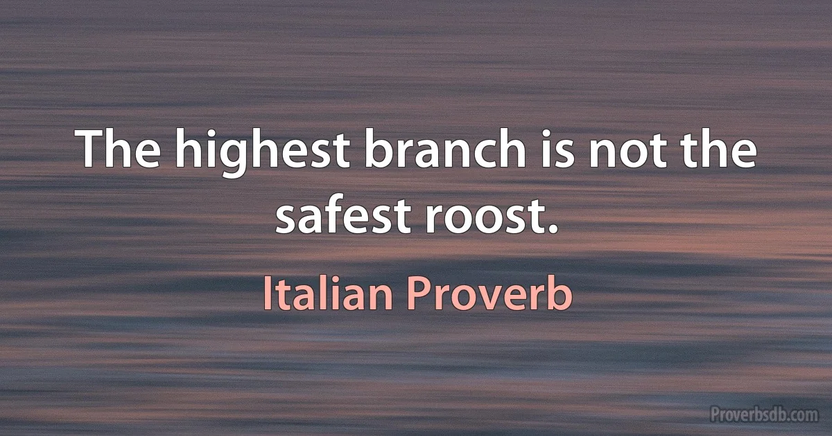 The highest branch is not the safest roost. (Italian Proverb)