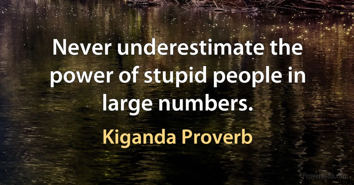 Never underestimate the power of stupid people in large numbers. (Kiganda Proverb)