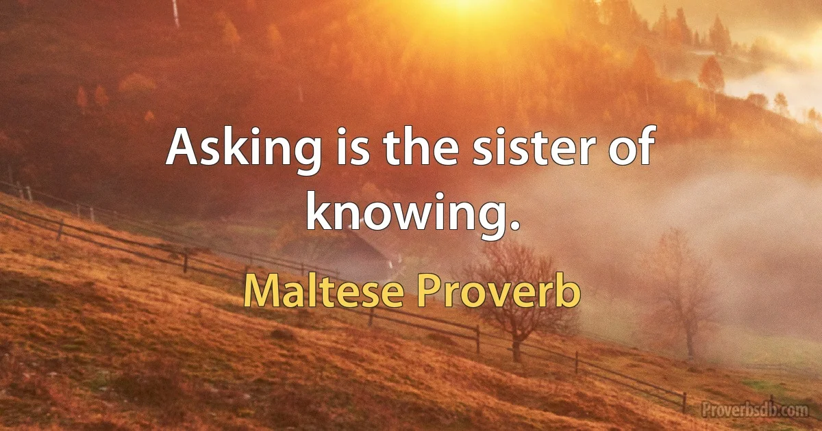 Asking is the sister of knowing. (Maltese Proverb)