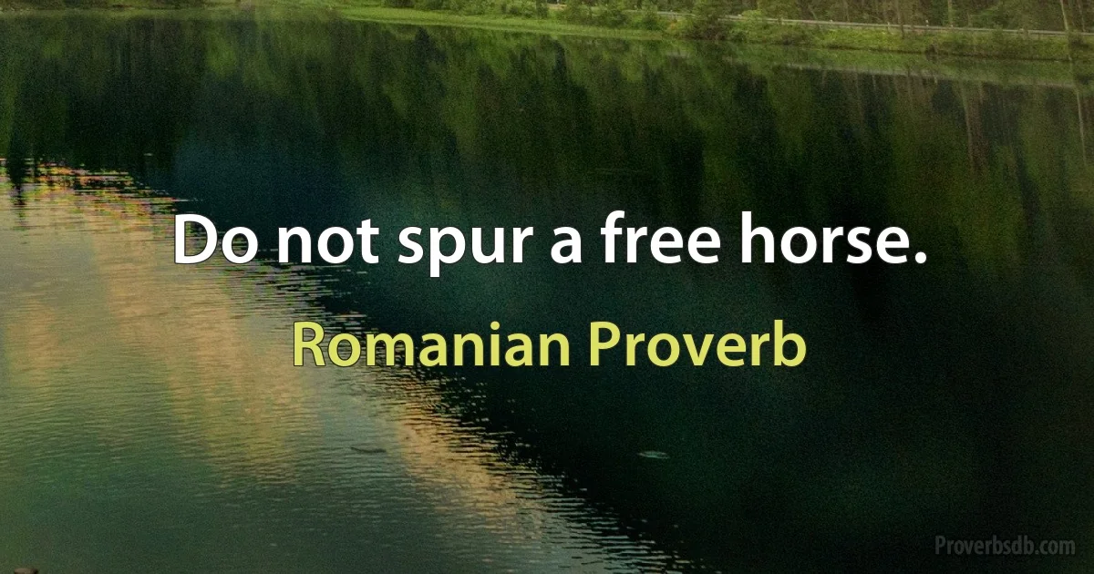 Do not spur a free horse. (Romanian Proverb)