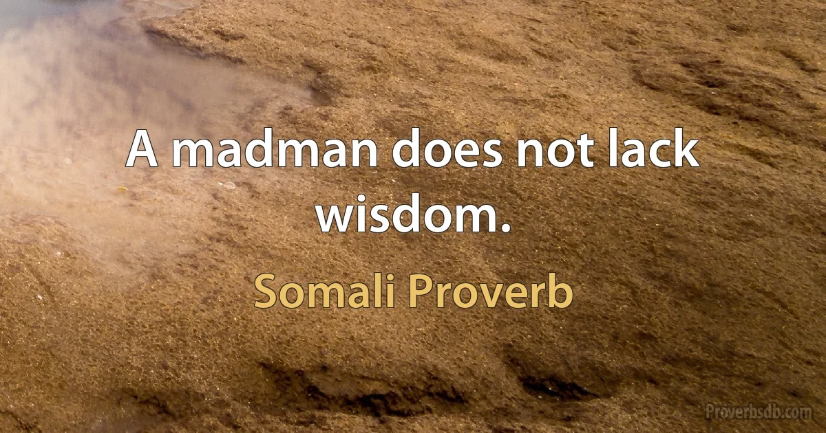 A madman does not lack wisdom. (Somali Proverb)