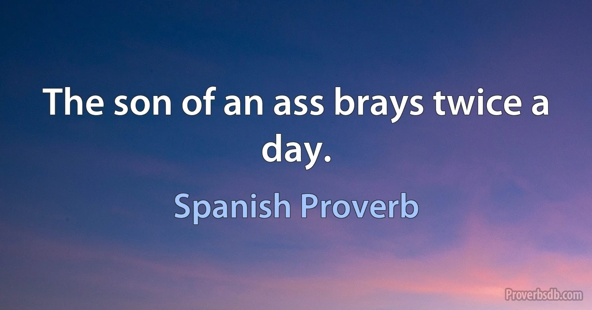 The son of an ass brays twice a day. (Spanish Proverb)