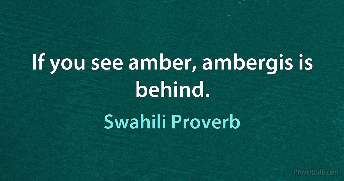 If you see amber, ambergis is behind. (Swahili Proverb)