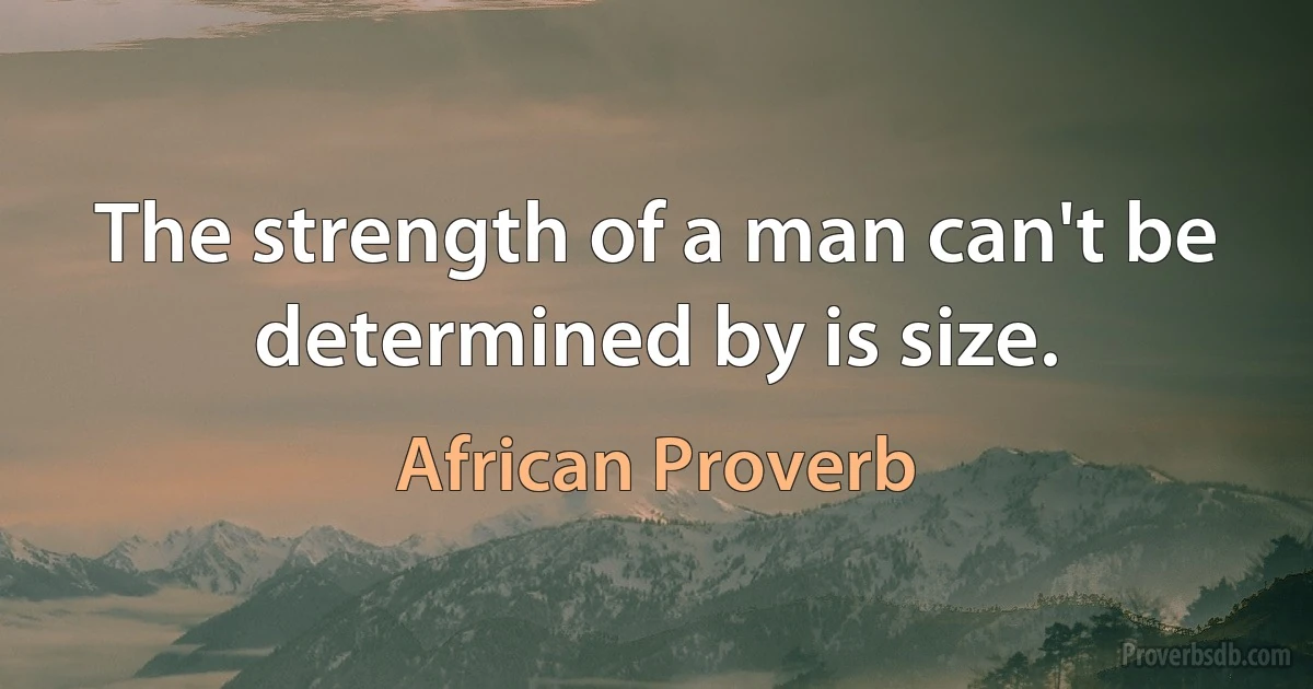 The strength of a man can't be determined by is size. (African Proverb)