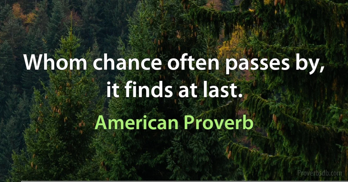 Whom chance often passes by, it finds at last. (American Proverb)