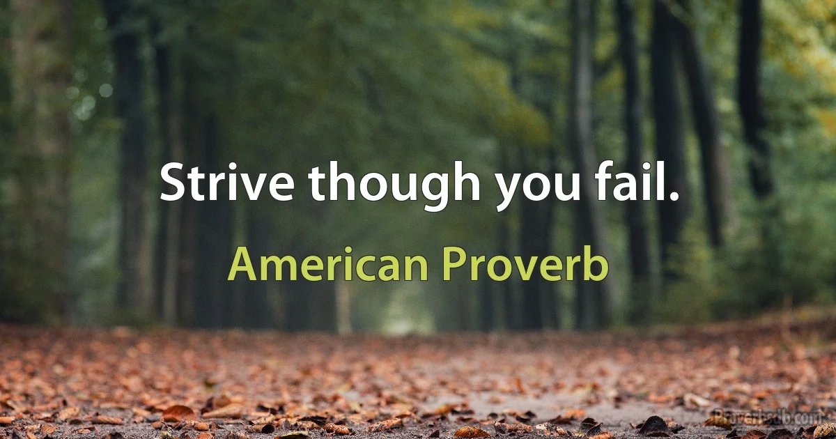 Strive though you fail. (American Proverb)