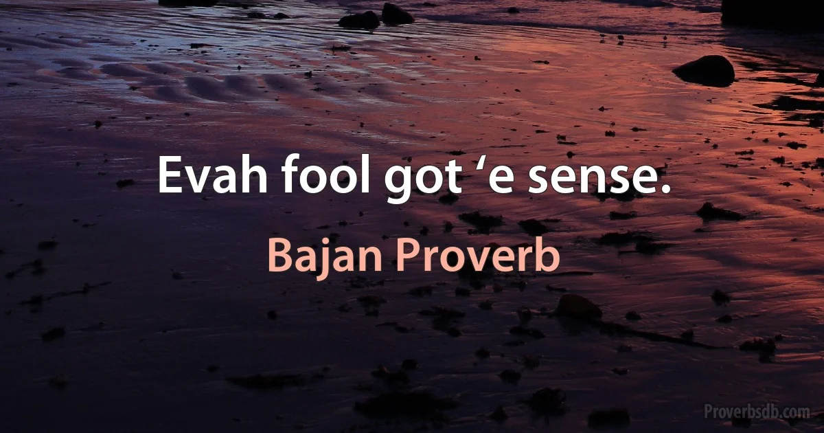 Evah fool got ‘e sense. (Bajan Proverb)